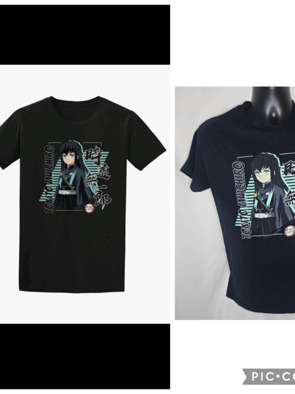 Mens Demon Slayer Kimetsu No Yaiba Tokito Muichiro Profile Shirt Black Size S